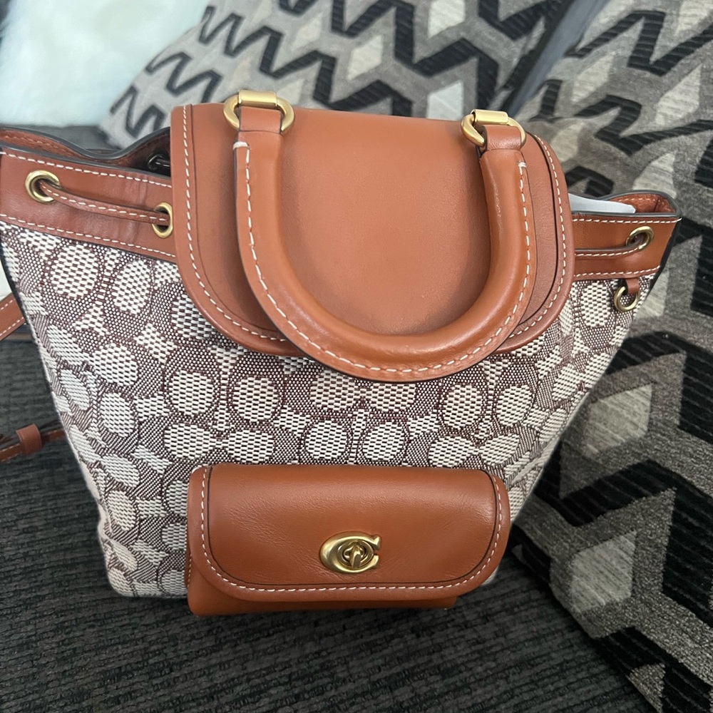 Coach Brown and Cream Signature riya backpack